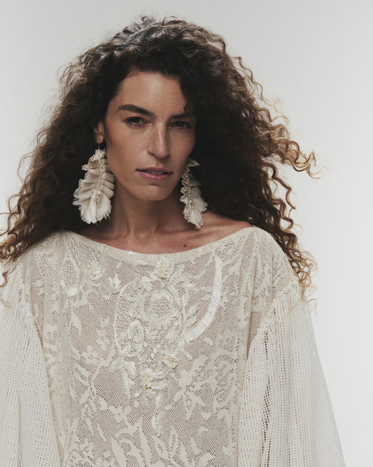 Vestido Algodón Bordado a Mano