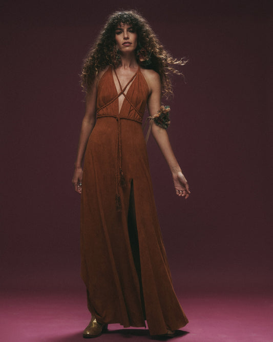 Vestido Gamuza Camel